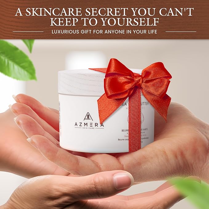 AZMERA Shea Body Butter - Organic Body Butter for Women & Men Dry Skin Rich in Antioxidants & Vitamin E - Vegan Shea Butter Moisturizer, Raw Shea Butter from Africa (Unscented, 250ML)