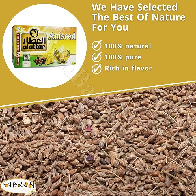 AlAttar Drink Herbal Anise Tea (20 Bags) Anis Aniseed Herbals Herb Herbs No Artificial Coloring No Additives Non Gmo Kosher Halal العطار ينسون