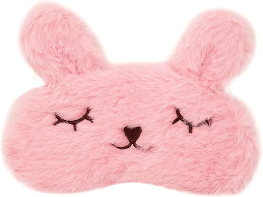Honbay Plush Rabbit Sleeping Eye Mask Cute Cartoon Animal Eye Mask for Little Girls (Pink)
