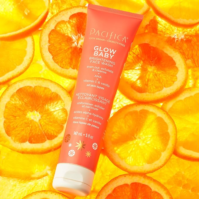 Pacifica Glow Baby Brightening Facial Cleanser 5oz – Vitamin C & Glycolic Acid (AHA) Face Wash for Radiance – Daily Cleanser for Anti-Aging Exfoliating for Smooth, Even Glowing Skin Vegan Clean Beauty