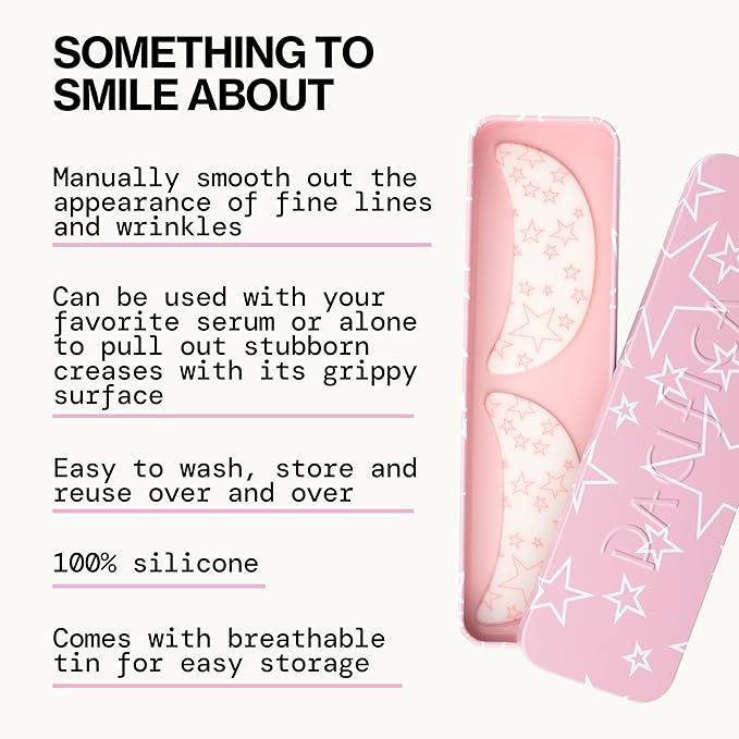 Pacifica Beauty Reusable Smile Line Mask, Skincare, Silicone Mask, For Fine Lines and Wrinkles, Lift and Firm, Pair with Serum, Storage Tin Included, Skin Care, Smile Line Patches, Vegan, 2 Pieces