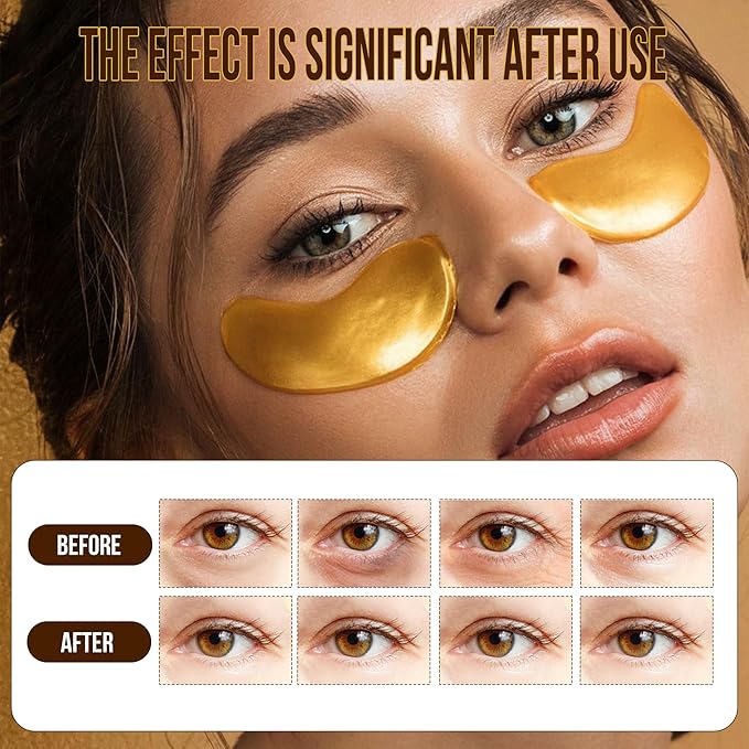 GEMERRY Under Eye Patches 60 Pcs - 24K Gold Under Eye Patches for Puffy eyes, Dark Circles, and Smooth Wrinkles, Perfect Gifts for Women Gentle Formula Self Care Under Eye Mask Rejuvenating Treatment