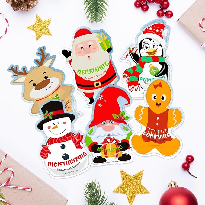 Timgle 24 Pcs Christmas Stocking Stuffers Bulk Facial Masks Skincare Face Sheet Masks Holiday Gifts for Women, Fragrance Hydrating Face Mask Spa Gifts Bulk for Coworker Adults Stocking Stuffer