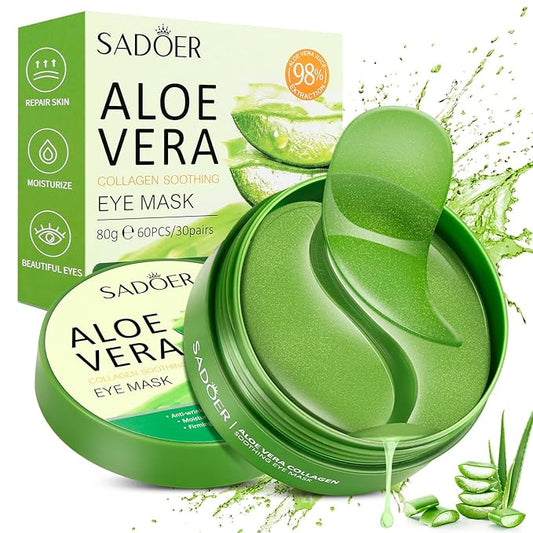 Under Eye Mask, 60 PCS Aloe Vera Under Eye Patches for Dark Circles, Eye Puffiness & Dark Circles Treatment,Under Eye Gel Pads, Eye Bags Treatment, Eye Mask Patches Skincare