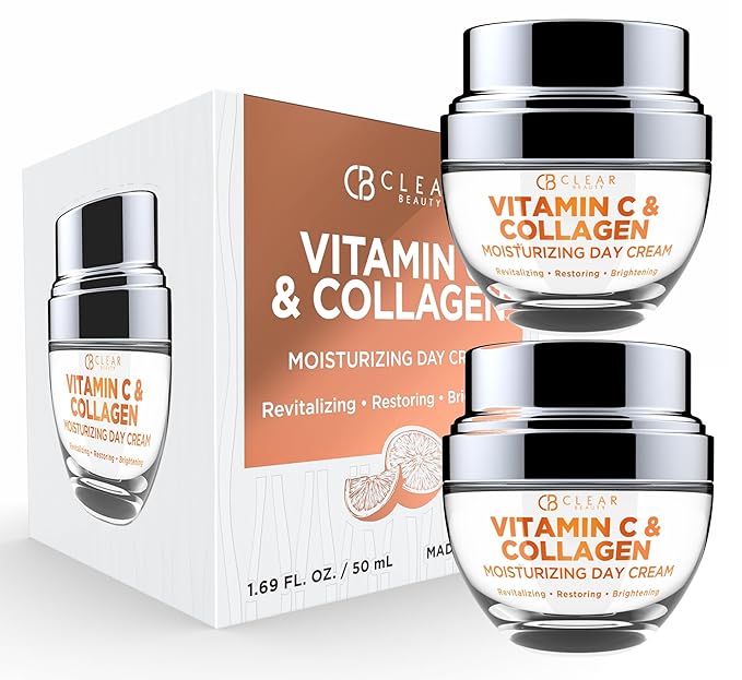 Vitamin C & Collagen Daily Face Moisturizer - Dermatologist Tested, Restores & Brightens Skin Tone, Firming, Anti-Aging Cream, Cruelty-Free Korean Skin Care, All Skin Types - 2 Pack