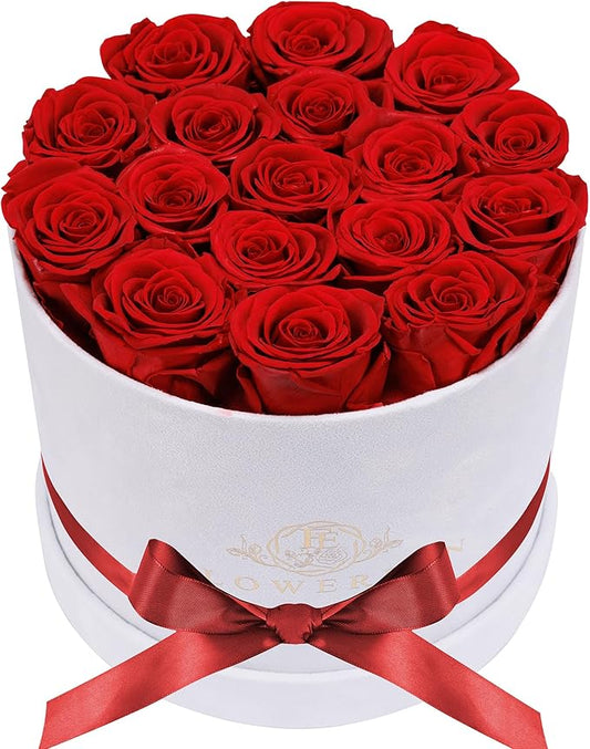 17 Flowers in a Luxury Suede Box, Birthday Gifts for Women, Preserved Flowers, Mothers Day Roses Gift for Mom, Red