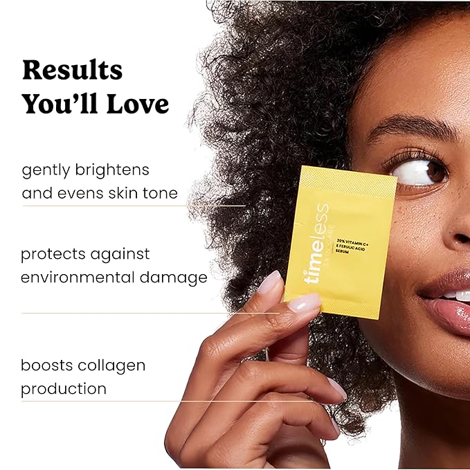 Timeless Skin Care 20% Vitamin C Serum with Vitamin E & Ferulic Acid - Brightening Serum - For Oily & Dry Face - Fragrance-Free - 28 Single-Use Pouches