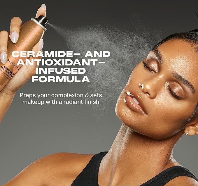 Morphe Continuous Prep & Set Face Mist - Hydrating Setting Spray for Makeup & Skin Prep - Enriched with Ceramides and Antioxidants for a Radiant Finish (2.8 oz)