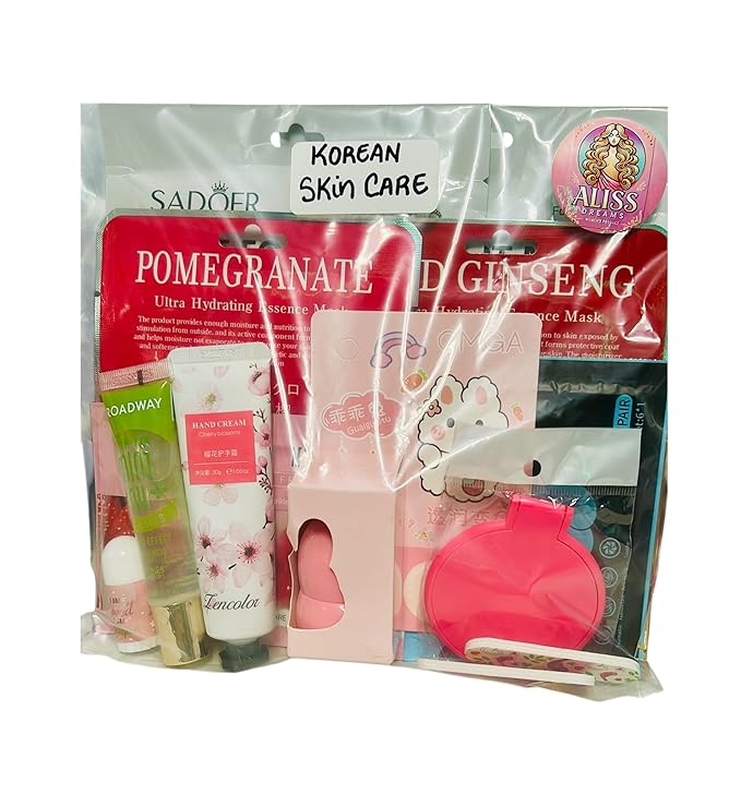 Korean Skincare Beauty Set, 13 Pieces with Face Masks, Lip Balms, Foot Masks, Eye Masks, Hand Cream and Beauty Accessories