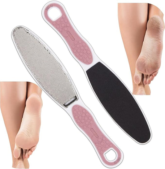 Made in Germany Double Sided Foot File Callus Remover, Stainless Steel and Emery Sides Feet Scrubber, Professional Pedicure Foot Care Tool Rasp, Long Lasting Foot Buffer, Heel Scraper, Wonder Pedi
