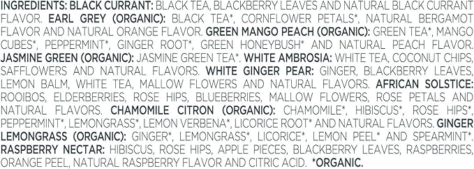 Tea Forte Tea Tasting Assortment Presentation Box Tea Gift Set Sampler, 20 Count 2 of Each Variety Individually Wrapped Handcrafted Pyramid Infuser Bags