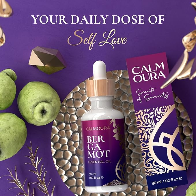 Premium Organic Bergamot Essential Oil (1 OZ) — Undiluted Organic Bergamot Oil for Diffuser Aromatherapy and Hair & Skin Care