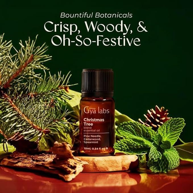Gya Labs Christmas Tree Essential Oil Blend for Diffuser - Christmas Essential Oils for Aromatherapy, Holiday & DIY - 100% Natural Ingredients of Pine Needle, Cedarwood & Spearmint (0.34 Fl Oz)