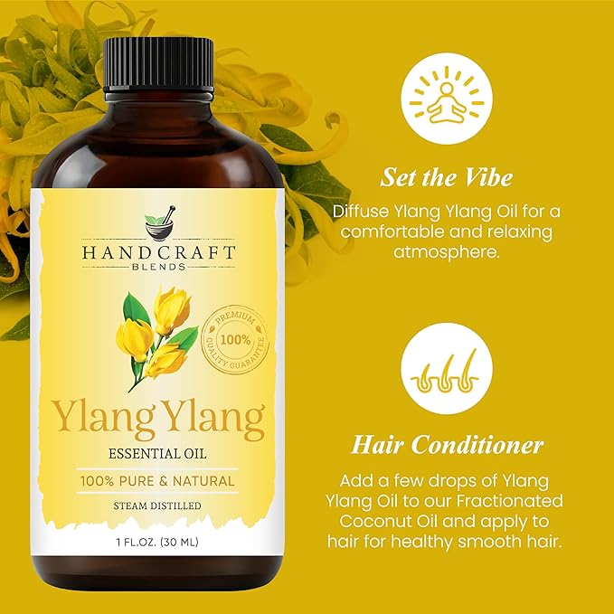Handcraft Blends Ylang Ylang Essential Oil - 1 Fl Oz - 100% Pure and Natural - Premium Grade Essential Oil for Diffuser and Aromatherapy