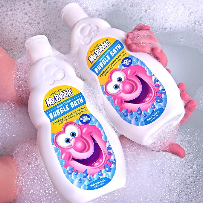 Mr. Bubble Extra Gentle Bubble Bath - Hypoallergenic, Tear Free Bubble Bath Solution Perfect for Sensitive Skin (Pack of 2 Bottles, 16 fl oz Each)