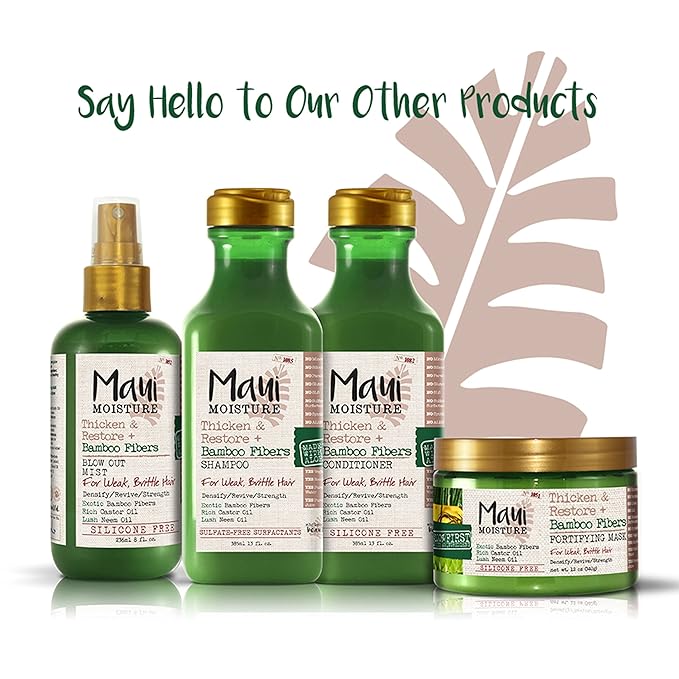 Maui Moisture Thicken & Restore + Bamboo Fibers Strengthening Conditioner to Soften Transitioning or Natural Hair & Renew Brittle Hair, Vegan, Silicone & Paraben-Free, 13 fl oz (Pack of 2)