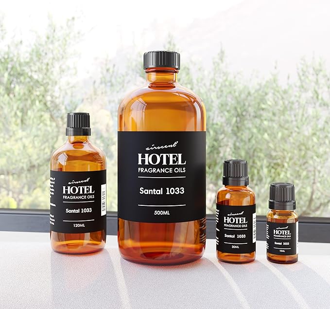 AirScent Santal Diffuser Oil No. 1033 - Santal-33 Inspired Perfume Dupe - Premium Fragrance Oil Blend for Ultrasonic and Waterless Diffusers and Crafting - 10 mL, 0.34 fl oz Glass Bottle with Dropper
