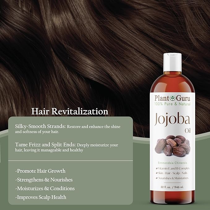 Jojoba Oil 16 fl. oz. Cold Pressed Unrefined - 100% Pure Natural Moisturizer For Skin, Body, Face And Hair Growth. Deeply Hydrating Carrier Oil For DIY Soap Making and Massage