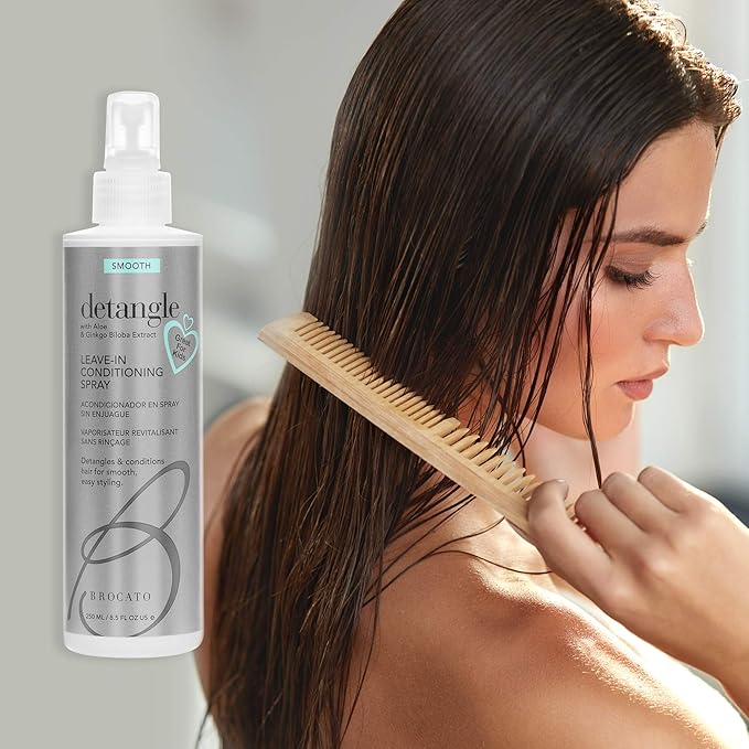 Brocato Detangle Leave In Conditioner Spray: Hair Detangler & Conditioning Spray for Women to Smooth Hair, Tame Frizz & Provide Sun & Heat Protection - Detangling Products for All Hair Types - 8.5 Oz