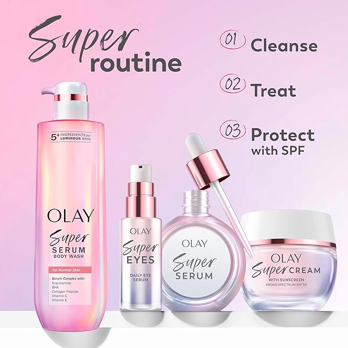 Olay Super Eye Serum - Vitamin C, Caffeine, Niacinamide, Amino Peptide, Aloe Vera - Brightens Dark Circles, Anti-Wrinkle, Anti-Aging, Brightening, Smooths Fine Lines, Firming, Hydrating, 0.45 Oz