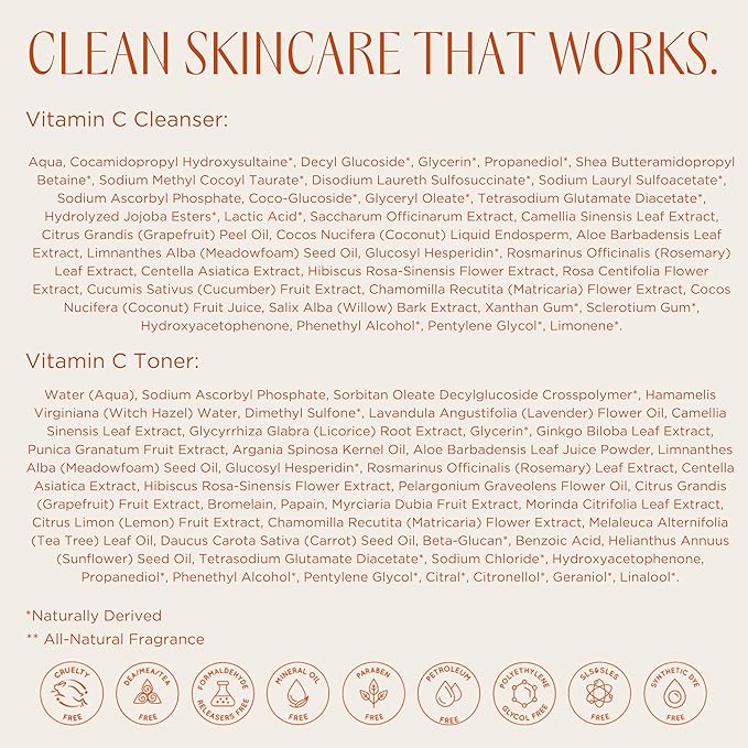 InstaNatural Vitamin C Four Step Skin Care Set, Skincare Routine, Brightens, Hydrates, Prevents Signs of Aging, Face Wash, Toner, Serum and Moisturizer, with Botanical Extracts