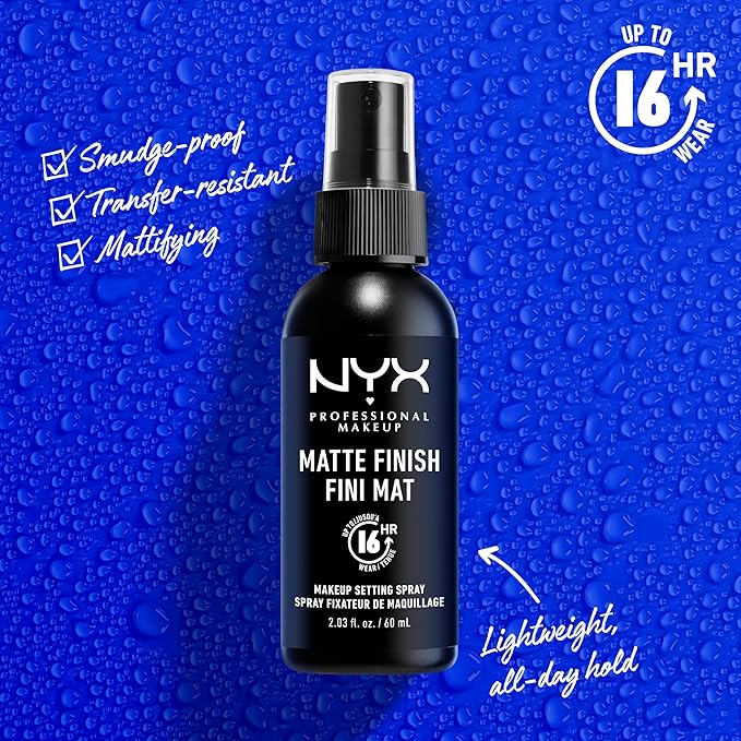 NYX PROFESSIONAL MAKEUP Makeup Setting Spray - Matte Finish, Long-Lasting Face Mist for up to 16HR Wear, Vegan Formula, JUMBO Size