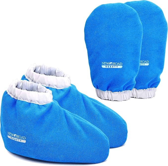 Paraffin Wax Mitts for Hand and Foot, Thick Heat Therapy Insulated Terry Cloth for Paraffin Treatments, Use for Pedicure Foot Spa - Blue