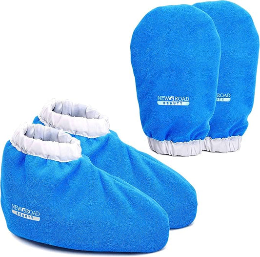 Paraffin Wax Mitts for Hand and Foot, Thick Heat Therapy Insulated Terry Cloth for Paraffin Treatments, Use for Pedicure Foot Spa - Blue
