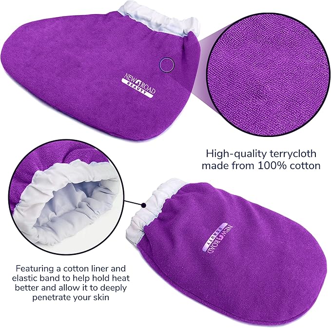 Paraffin Wax Mitts for Hand and Foot, Thick Heat Therapy Insulated Terry Cloth for Paraffin Treatments, Use For Pedicure Foot Spa - Purple
