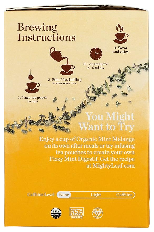Mighty Leaf Tea Organic Mint Melange Hand-Stitched Tea Bags, 15 ct