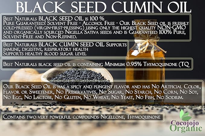 Black Cumin Seed Oil - 16 oz - Pure Egyptian Seeds Kalonji Unrefined, Cold Pressed Non GMO Bulk Carrier Oil for Hair Skin Face Body Lips Joints - Packaging May Vary