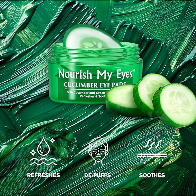 Fran Wilson Nourish My Eyes Eye Pads - Soothe Tired Eyes, Reduce Puffiness & Dark Circles, hydrates the skin around the eyes - 36 Count - Cooling & Refreshing, Instantly (Cucumber)