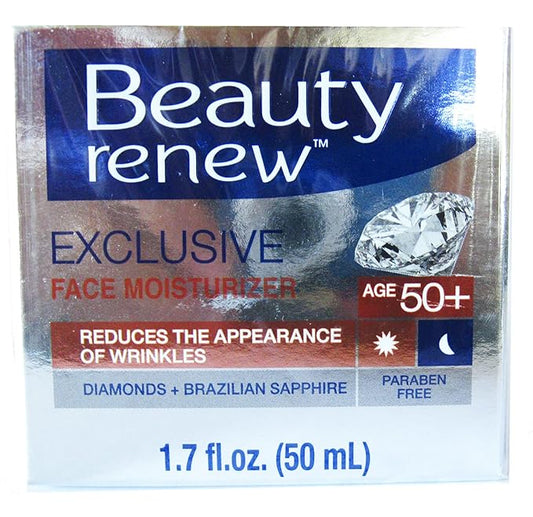 Beauty Renew 50+ Exclusive Day & Night Face Moisturizer Cream Diamonds and Brazilian Saphire