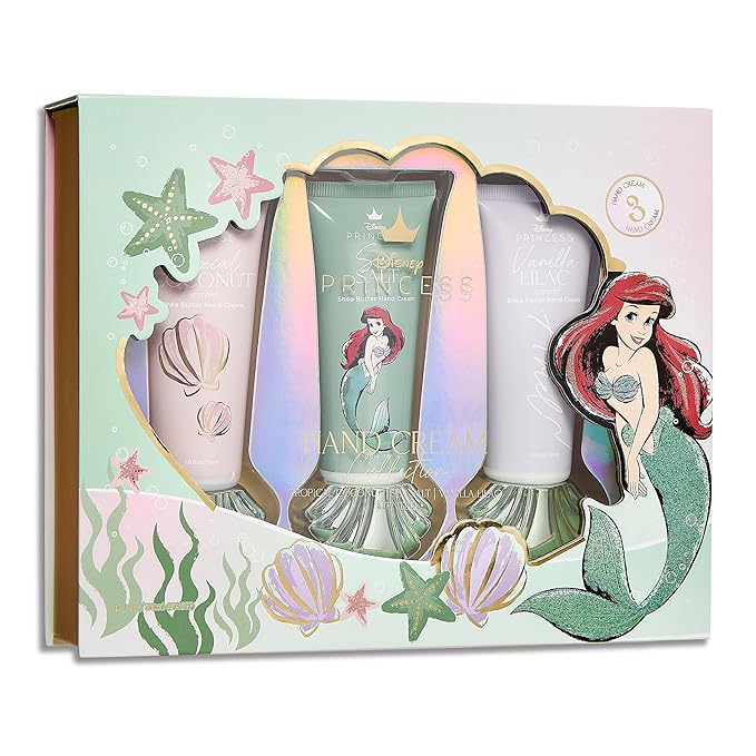 Belle Maison Disney Mermaid Ariel 3pc Hand Cream Set - Tropical Coconut, Sea Salt, Vanilla Lilac Scented, 30 ML / 1.01 FL OZ Each, Hand Cream Set