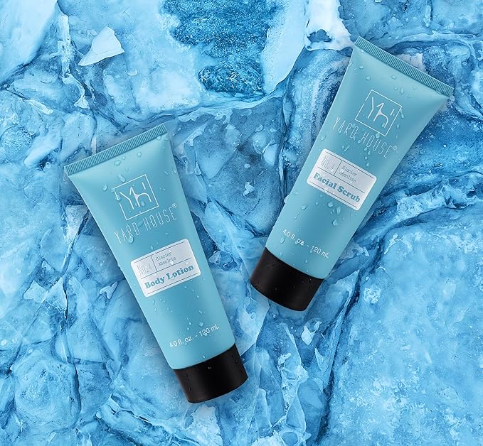 Bath and Body Mens Gift Set - Glacier Absolute - Premium Fathers Day Birthday Christmas Gifts Ideas For Him - Skin Care Kits For Men in Leather Toiletry Bag w. Full Size Items