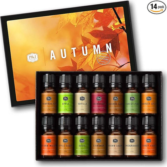 P&J Trading Fragrance Oil Autumn Set of 14 Fragrance Oils for Candle Making, Soap Making, Home Diffuser Oil