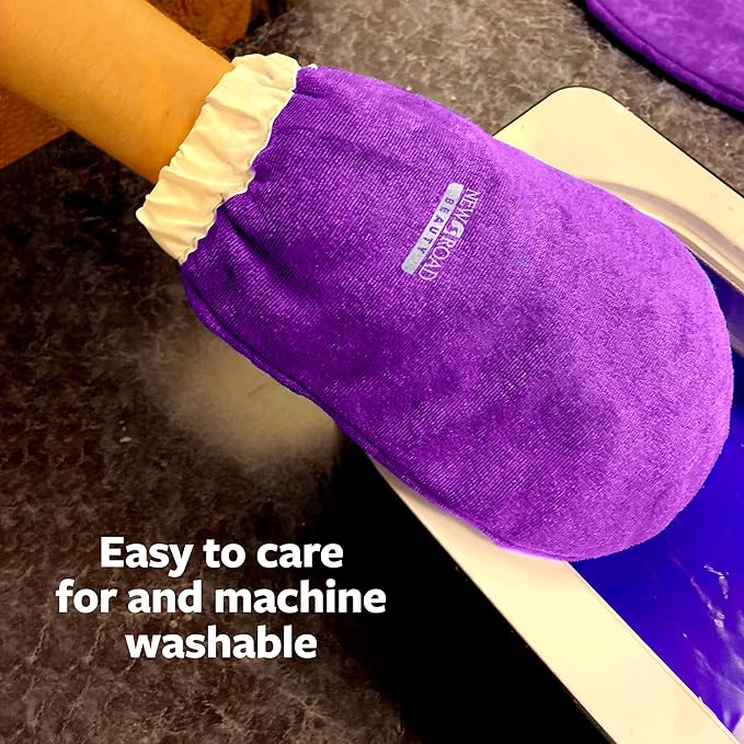 Paraffin Wax Mitts for Hand and Foot, Thick Heat Therapy Insulated Terry Cloth for Paraffin Treatments, Use For Pedicure Foot Spa - Purple