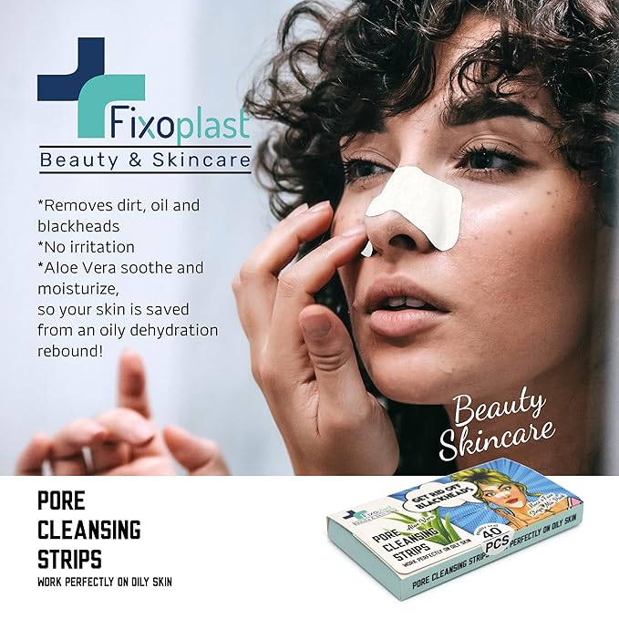 Nose Pore Strips with Aloe Vera, Blackhead Remover Strips, Beauty & Skincare, Cleansing, For All Skin Types, Dermatologically Tested, For Nose, Chin & T-zone, Pack of 40pcs,