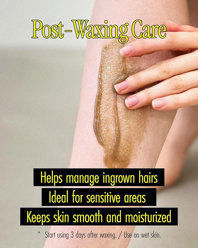 Relief Mud Secret Body Scrub | Korean Body Wash Scrub Exfoliator for Ingrown Hair & Razor Bumps | After Waxing Care Feminine Wash w/Brown Sugar | for Sensitive Skin (6.34 fl oz)