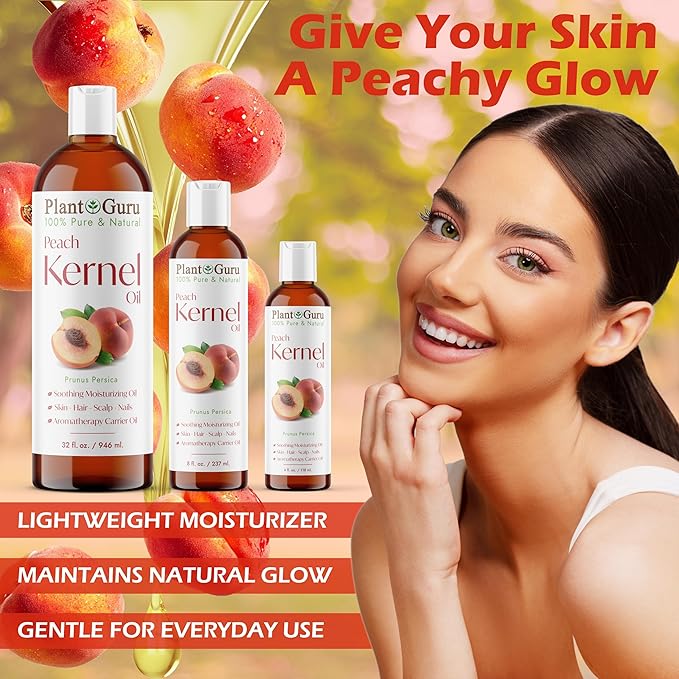 Peach Kernel Oil 16 oz. - 100% Pure and Natural Carrier Oil - Refined, Cooking, Skin, Hair, Body & Face Moisturizing