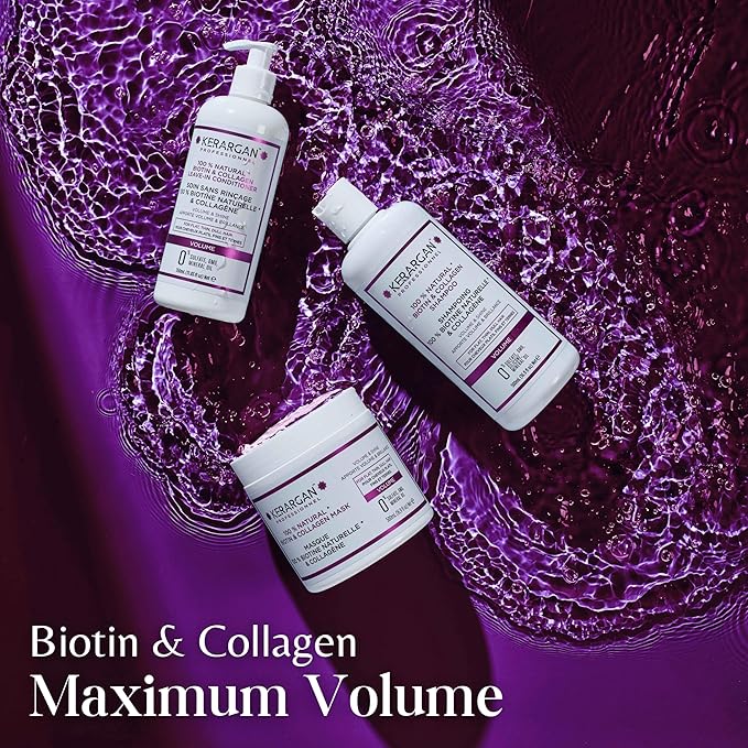KERARGAN - Volumizing Hair Mask with Biotin & Collagen - For Flat, Thin, Dull Hair - Enhanced Volume & Shine - Sulfate-Free, GMO-Free, Mineral Oil-Free - 16.9 Fl oz