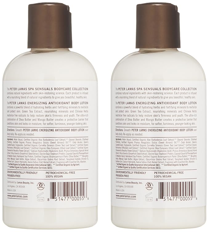 Peter Lamas Spa Sensuals Energizing Antioxidant Body Lotion, 8 fl oz (Pack of 2)