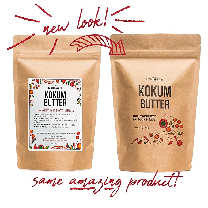 Raw Kokum Butter Unrefined - Body Butter Bar for Soap Making and DIY Lotion, Skin and Hair Products - Pure, Unscented Moisturizer for Skin - Kokum Butter 1 lb Block