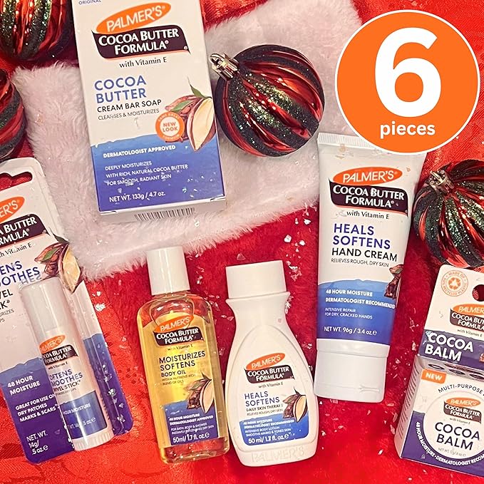 Palmer's Cocoa Butter Formula Mini Easter Basket Stuffers (6 Piece) - Moisturizing Body Oil, Intensive Body Lotion, Cocoa Balm, Swivel Stick Lip Balm, Bar Soap, Hand Cream, Skin Care for Dry Skin
