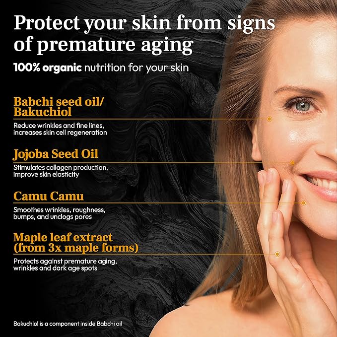 PUREANCE Organic Retinol Bakuchiol Serum for Face with Jojoba Oil, Sea Buckthorn, Bakuchiol oil I Anti Aging Collagen Booster Serum, Reduces Fine Lines & Wrinkles I 1 Fl Oz