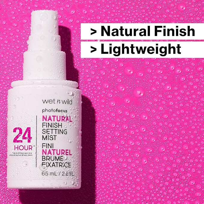 wet n wild Photo Focus Setting Mist, Up to 24HR Wear, Lightweight & Nourishing with Provitamin B5 & E, Suitable for All Skin Types, Cruelty-Free & Vegan- Matte Finish