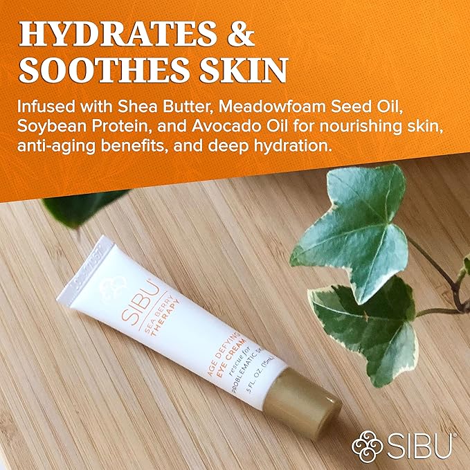 sibu Age-Defying Eye Cream, Made with Premium Himalayan Sea Buckthorn & Hyaluronic Acid (0.5 oz) – Smooths Eye Wrinkles & Reduces Puffiness