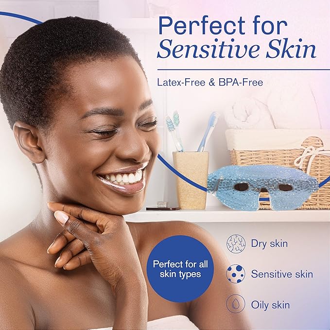 Cooling Gel Eye Mask Cold Compress for Puffy Eyes, Dark Circles, Headaches, Purple