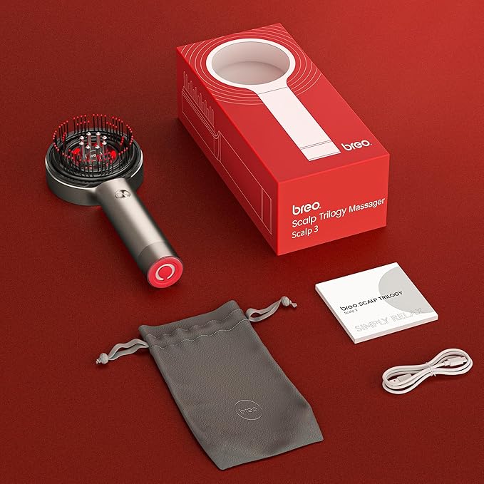 Breo Scalp3 Scalp Massaging Brush, Shiatsu Hair & Scalp Massager with IPX7 Waterproof, Cordless & Portable, Electric for Head, Home Relaxation