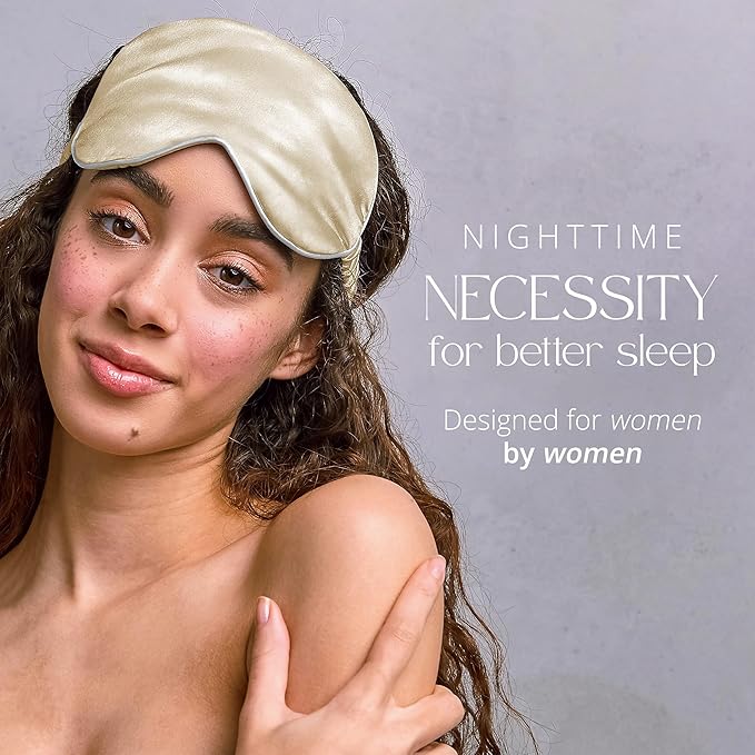 Grace & Company Silky Satin Eye Mask for Women - Premium Gold Satin Silk Sleep Mask - Hydrating, Ultra Soft & Lightweight Vegan Sleeping Mask - Opal